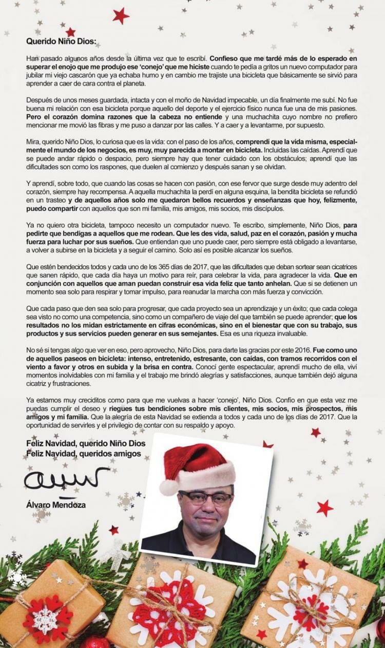 Carta al Niño Dios - Feliz Navidad 2016 » Alvaro Mendoza