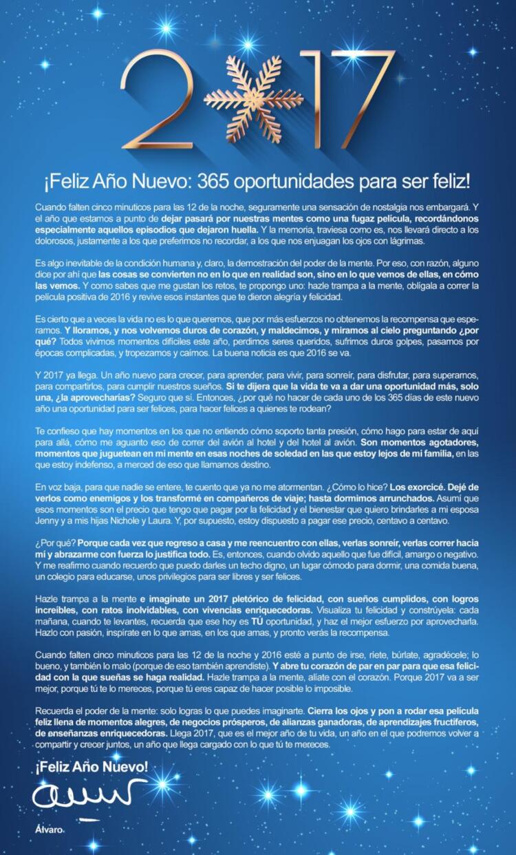 Feliz Ano Nuevo 365 Oportunidades Para Ser Feliz Alvaro Mendoza